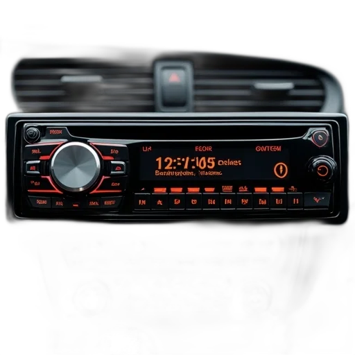 car, black, modern, stereo, system, digital, display, showing transparent PNG cut-out