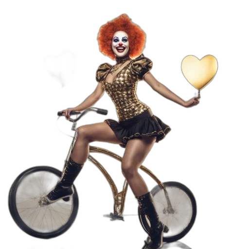 concept art, fantasy art, individual, portrays, colorful, clown, gold, bicycle transparent PNG cut-out