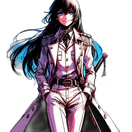 staff, sword, weapon, jacket, concept art, anime, pixel art, cartoon transparent PNG cut-out