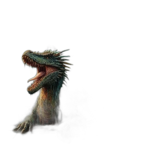 creature, dragon, animal, hair, concept art, 3d render, fantasy art, photorealistic transparent PNG cut-out