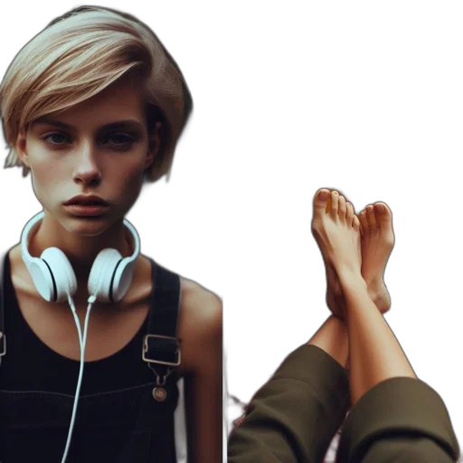shoes, face, hair, jacket, photorealistic, concept art, cyberpunk, 3d render transparent PNG cut-out
