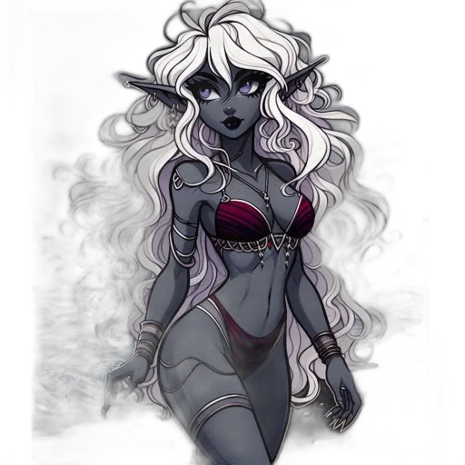 fantasy art, concept art, comic book art, watercolor, dark, monochrome, pastel, dark-skinned transparent PNG cut-out