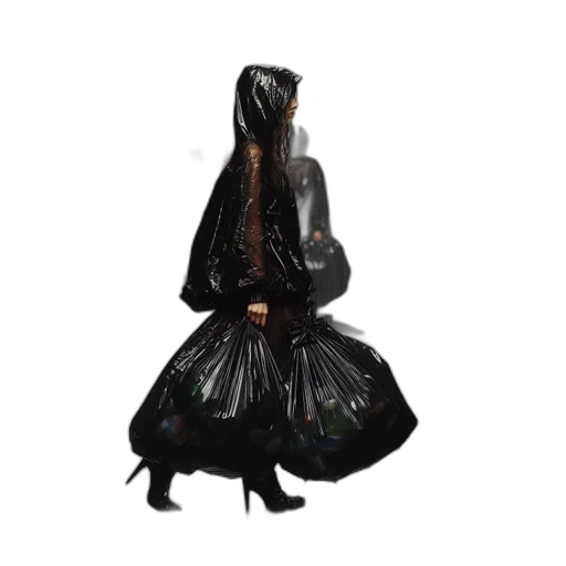 dress, jacket, hair, shoes, 3d render, concept art, photorealistic, dark transparent PNG cut-out