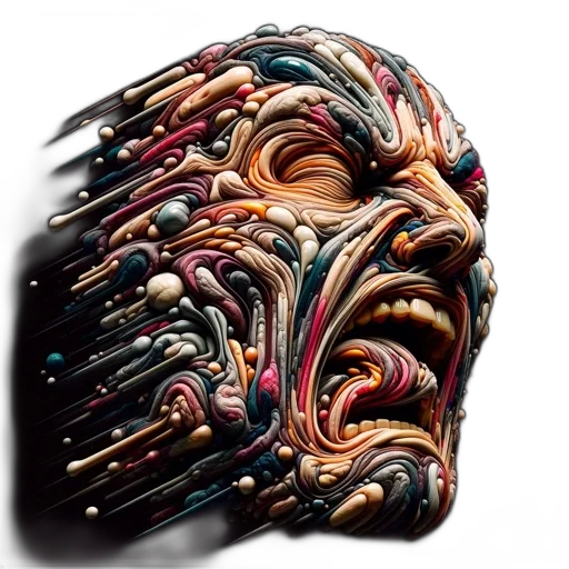 mask, face, creature, hair, concept art, comic book art, photorealistic, 3d render transparent PNG cut-out