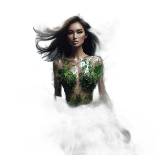 dress, dragon, hair, fantasy art, photorealistic, concept art, pixel art, fog transparent PNG cut-out