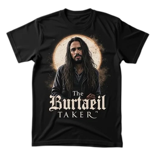 black, t-shirt, graphic, design, featuring, stylized, portrait, person transparent PNG cut-out