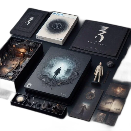 concept art, assortment, alan, wake, merchandise, displayed, including, ps4 transparent PNG cut-out