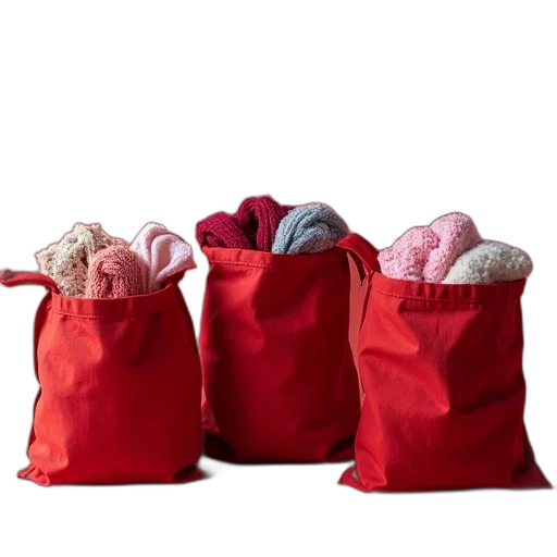 red, three, fabric, bags transparent PNG cut-out