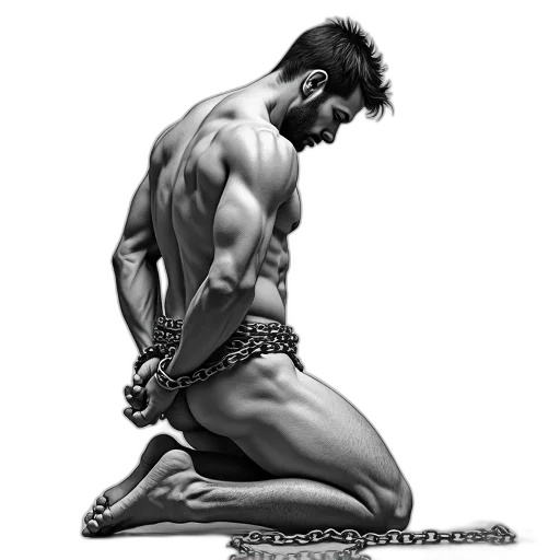 photorealistic, concept art, fantasy art, comic book art, detailed, illustration, man, chains transparent PNG cut-out