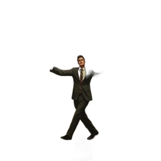 staff, jacket, robot, pixel art, 3d render, concept art, man, stands transparent PNG cut-out