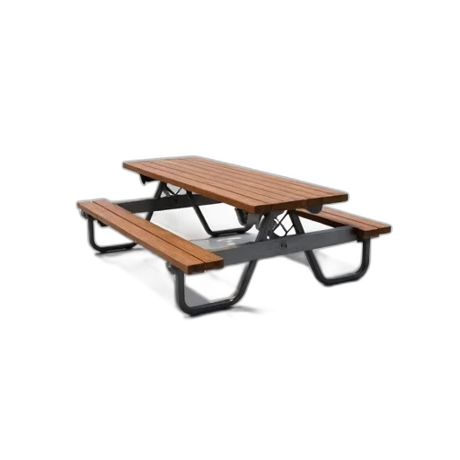 furniture, 3d render, wooden, picnic, table, bench, each, side transparent PNG cut-out