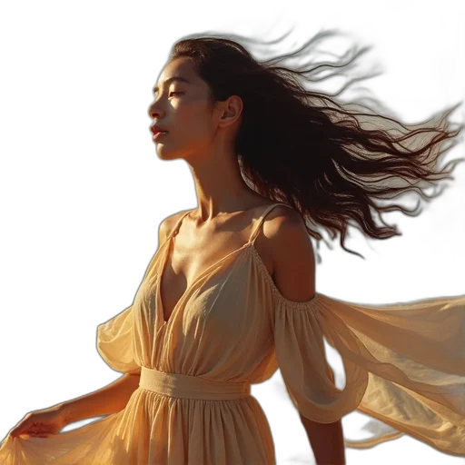 dress, hair, photorealistic, oil painting, concept art, fantasy art, golden, earth tones transparent PNG cut-out