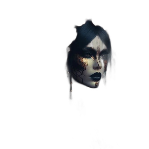 mask, face, creature, staff, concept art, fantasy art, pixel art, photorealistic transparent PNG cut-out