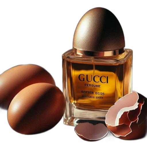 elegant, gucci, perfume, bottle, rests, amidst, real, eggs transparent PNG cut-out