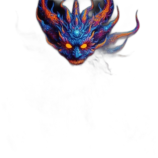 dragon, mask, crown, creature, fantasy art, concept art, pixel art, watercolor transparent PNG cut-out