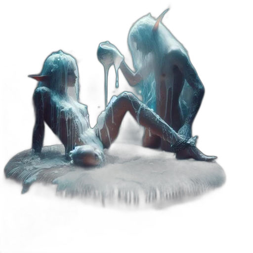 creature, concept art, fantasy art, pixel art, watercolor, underwater, fog, rain transparent PNG cut-out