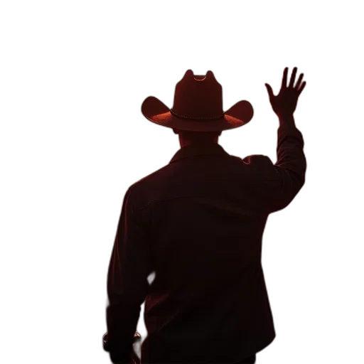 hat, jacket, staff, robot, concept art, 3d render, man, cowboy transparent PNG cut-out