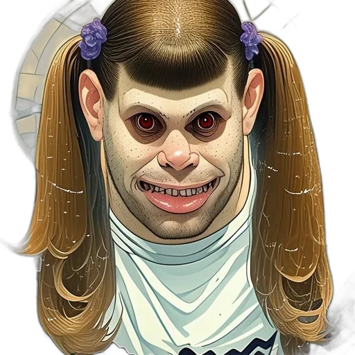 hair, face, creature, crown, photorealistic, cartoon, concept art, anime transparent PNG cut-out
