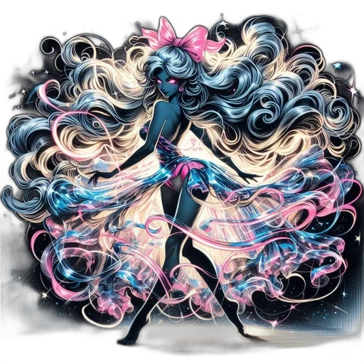 hair, dress, concept art, comic book art, fantasy art, anime, dark, monochrome transparent PNG cut-out