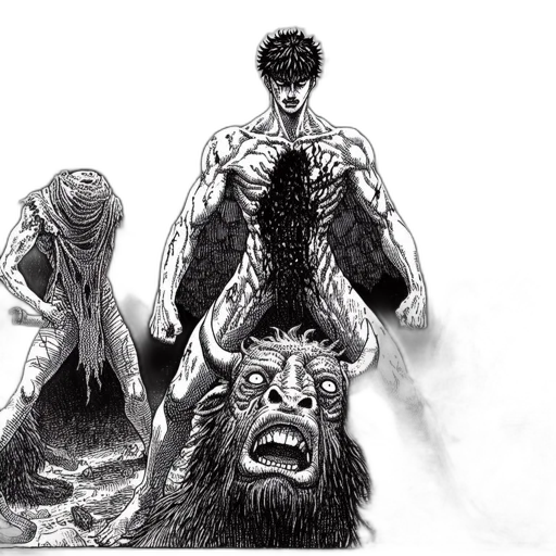 creature, comic book art, concept art, fantasy art, pencil sketch, powerful, central, figure transparent PNG cut-out