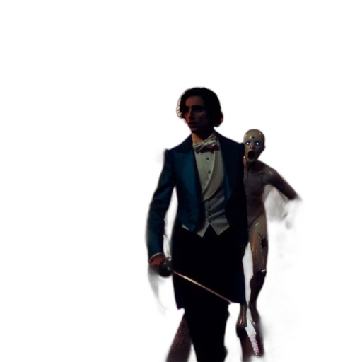 staff, mask, jacket, sword, concept art, 3d render, pixel art, vaporwave transparent PNG cut-out