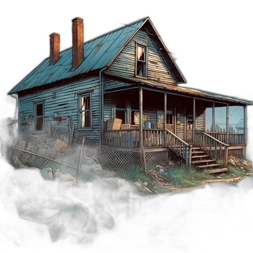 building, concept art, photorealistic, watercolor, 3d render, fog, city street, house transparent PNG cut-out