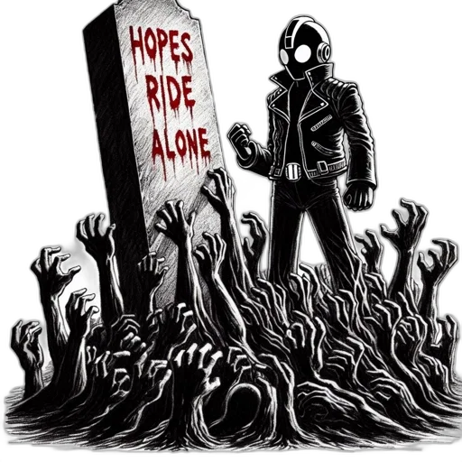 comic book art, concept art, figure, glowing, eyes, stands, beside, gravestone transparent PNG cut-out