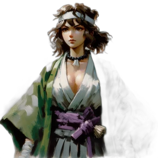 dress, staff, jewelry, concept art, fantasy art, photorealistic, oil painting, monochrome transparent PNG cut-out