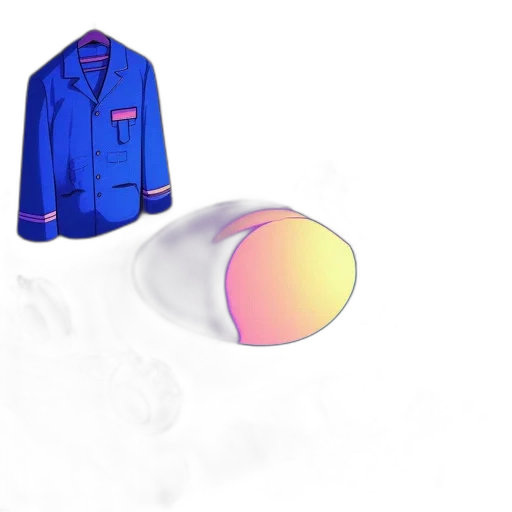 jacket, hat, 3d render, vaporwave, concept art, photorealistic, outer space, neon transparent PNG cut-out