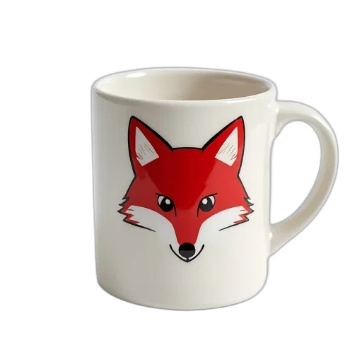 3d render, photorealistic, white, ceramic, mug, glossy, finish, red transparent PNG cut-out