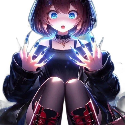jacket, staff, robot, weapon, anime, cyberpunk, concept art, pixel art transparent PNG cut-out