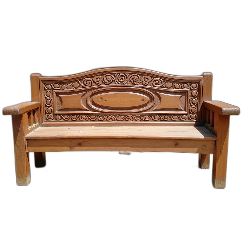 furniture, crown, staff, jewelry, 3d render, photorealistic, wooden, bench transparent PNG cut-out