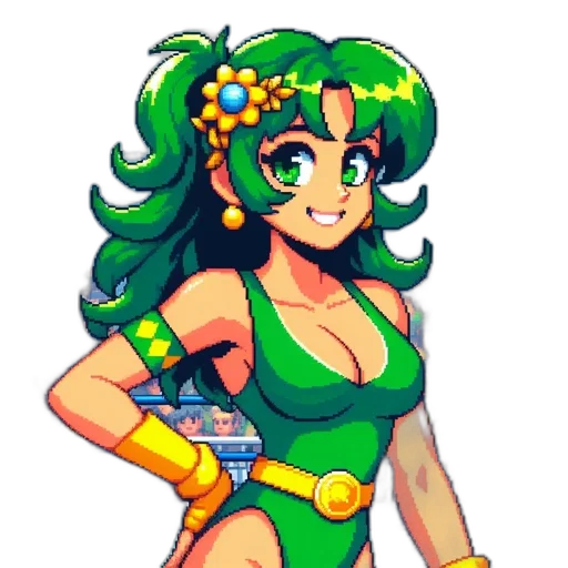 dress, pixel art, concept art, vaporwave, anime, green, pixel, art transparent PNG cut-out