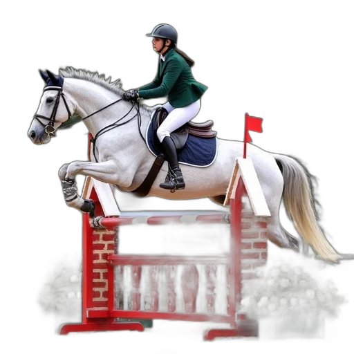 person, riding, horse, over, red, obstacle, equestrian, competition transparent PNG cut-out