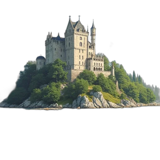 building, photorealistic, concept art, 3d render, fantasy art, fog, earth tones, watercol transparent PNG cut-out