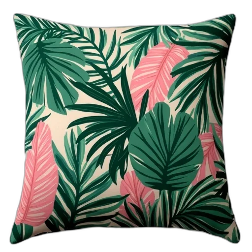 green, cushion, pink, tropical transparent PNG cut-out