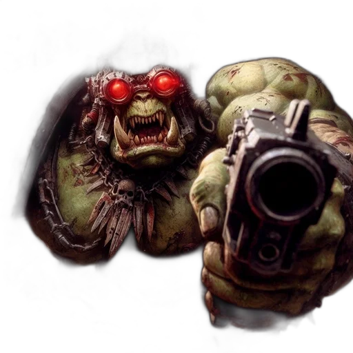 weapon, face, creature, mask, concept art, comic book art, photorealistic, 3d render transparent PNG cut-out