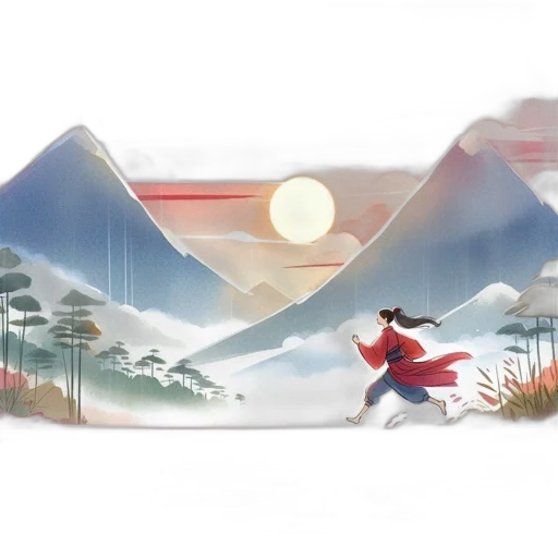 sword, concept art, fantasy art, anime, watercolor, fog, forest, snow transparent PNG cut-out