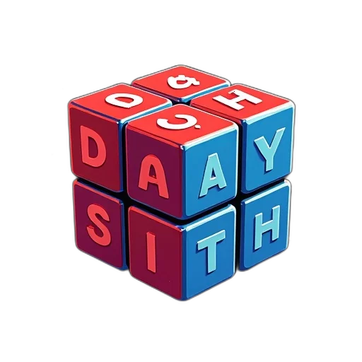 3d render, stylized, illustration, cube, red, blue, color, scheme transparent PNG cut-out