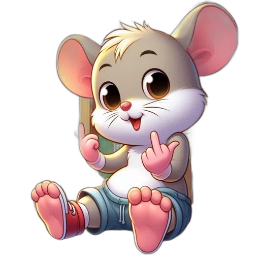 animal, cartoon, 3d render, concept art, photorealistic, mouse, wearing, shorts transparent PNG cut-out