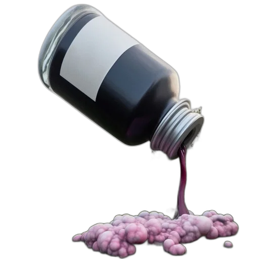 bottle, food, 3d render, photorealistic, vaporwave, concept art, dark, oversized transparent PNG cut-out