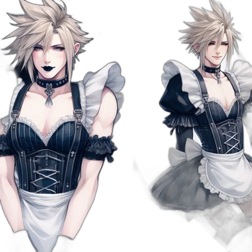 dress, concept art, fantasy art, pixel art, anime, monochrome, dark, blue transparent PNG cut-out