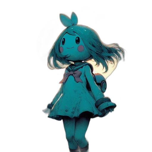 dress, staff, creature, mask, concept art, 3d render, anime, watercolor transparent PNG cut-out