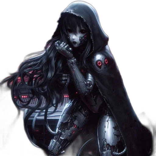 robot, jacket, mask, weapon, cyberpunk, concept art, fantasy art, comic book art transparent PNG cut-out