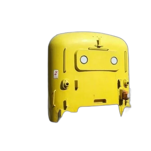 robot, furniture, face, mask, 3d render, concept art, yellow, train transparent PNG cut-out