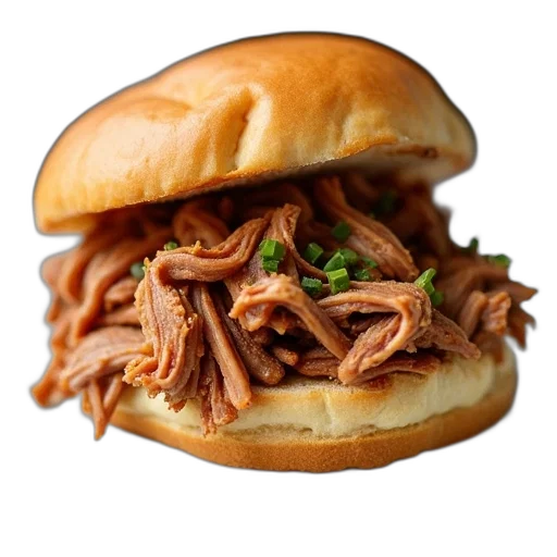 food, animal, close-up, sandwich, generous, amount, pulled, pork transparent PNG cut-out