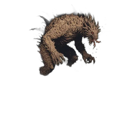 creature, animal, dragon, hair, pixel art, concept art, 3d render, fantasy art transparent PNG cut-out