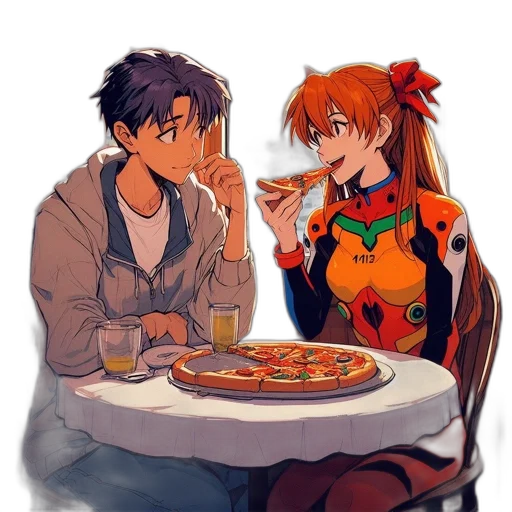 food, anime, concept art, pixel art, cyberpunk, fire, neon lights, red transparent PNG cut-out