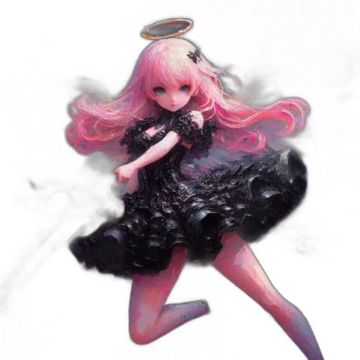 dress, creature, hair, concept art, fantasy art, watercolor, 3d render, dark transparent PNG cut-out