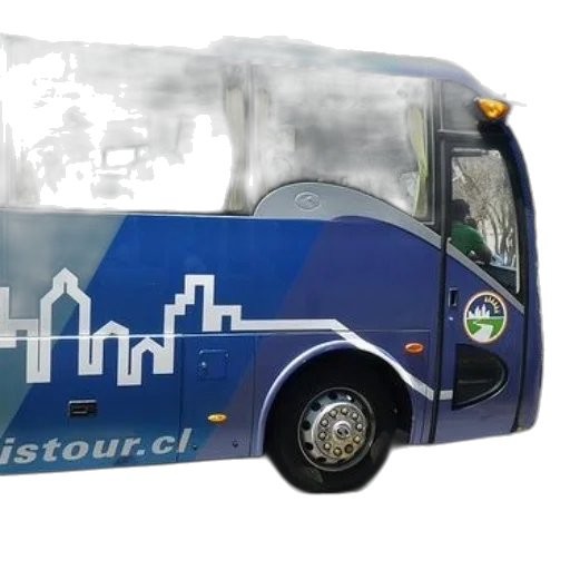 3d render, photorealistic, blue, tour, bus, website, visitour, side transparent PNG cut-out